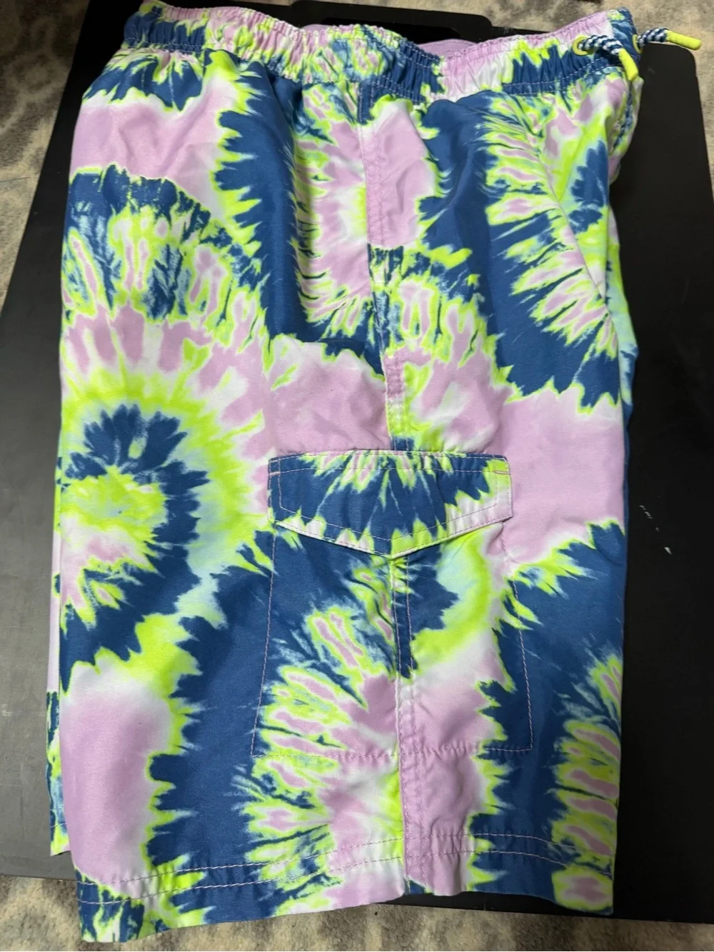 Cat & Jack Tie-Dye Swim Trunks in Pink, Blue & Neon Yellow